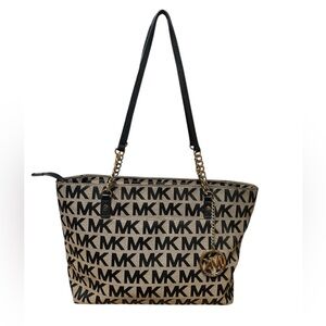 Michael Kors Black and Tan Tote Bag
